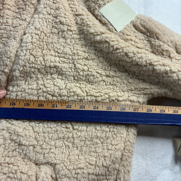 CHICME‎ Cozy Fleece Teddy Coat Hooded Beige Button Front Oversized Women M - Picture 7 of 14